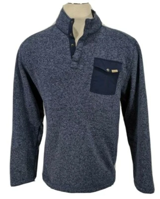 Suéter Pullover Woolrich 1/4 Cuarto Botón Azul Negro Brezo Para Hombre XL-2XL Foto 1 de 4