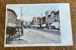 1907 Janesville, Wisconsin Postkarte West Milwaukee St - John Smith Briefmarke - Bild 1 von 3