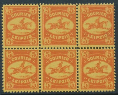 Leipzig 1893 Mi D13 5Pf Red on Yellow MNH Town Local, PrivatPost (**)  Block 6 - Image 1 of 2
