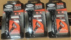 LOTE DE 3 hojas de afeitar M5 Magnum 5 con recortadora 4 cartuchos + afeitadora - Imagen 1 de 5