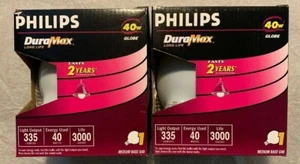 2 PHILIPS DURAMAX LONG LIFE 40 WATT G40 5" DIAMETER - Picture 1 of 6
