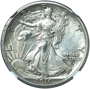 1916-D Walking Liberty Half Dollar AU55 NGC - Scarce Key Date! - Picture 1 of 5
