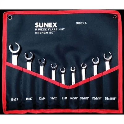 Sunex 9809A 9 pc. Fractional SAE & Metric Flare Nut Wrench Set Foto 1 de 3