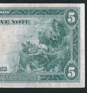 BEAUTIFUL SOLID B BLOCK BURKE/HOUSTON 1914 $5 FRN. NO PINHOLES OR TEARS - Picture 1 of 3