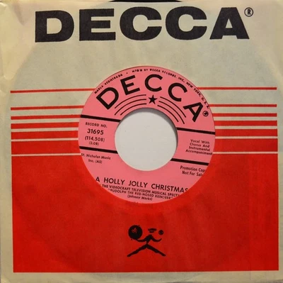 CHRISTMAS HIT 45 Burl Ives Decca PROMO 31695 A Holly Jolly Christmas  - Image 1 of 2