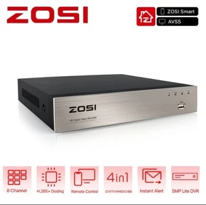 ZOSI 8 Channel H.265+ 5MP Lite DVR HD 1080p Recorder for Security Camera System - Picture 1 of 7