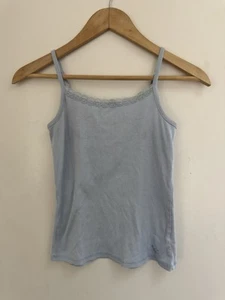 Justice Kids Girls Solid Blue Lace Cotton Blend Rib-Knit Adjustable Cami Tank 12 - Picture 1 of 9
