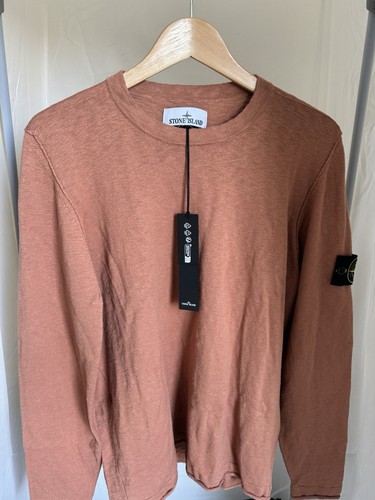 Felpa girocollo Stone Island maglione maglione arancione colore ruggine media nuova con etichetta