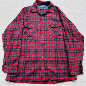 Rare Vintage Pendleton Shirt Mens Plaid Board Flannel Loop Collar 60s USA Made - Picture 1 of 4