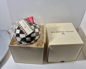 Mackenzie Childs Large 4” Courtly Check Christmas Tree Ornament Glass Ball - Bild 1 von 7