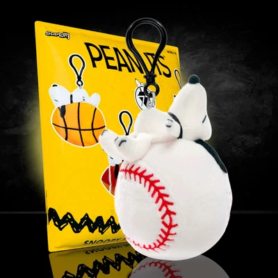 Peanuts Baseball Super Duper Plush Keychain Bag Clip Snoopy Sports Themed - Image 1 of 4