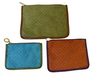 Estée Lauder Suede Feel Makeup Bag Trio – Green, Teal & Rust – New No Tags - Picture 1 of 1