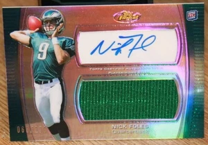 2012 TOPPS FINEST REFRACTOR #d /100 NICK FOLES EAGLES AUTO JERSEY ROOKIE CARD - Picture 1 of 1
