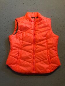 Aeropostale Vest Women's Large Bright Coral Neon Full Zip Puffer Jacket