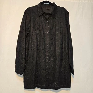 Vintage 20 SÜD Old Money Boho SCHWARZ Leinen Ösen Tunika Minikleid Größe 1X. - Bild 1 von 21