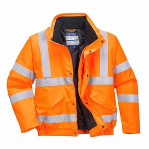HI VIS ORANGE BOMBER JACKET QUILT LINED INSULATED SIZES S-5XL CLASS 3 PORTWEST * - Picture 1 of 2