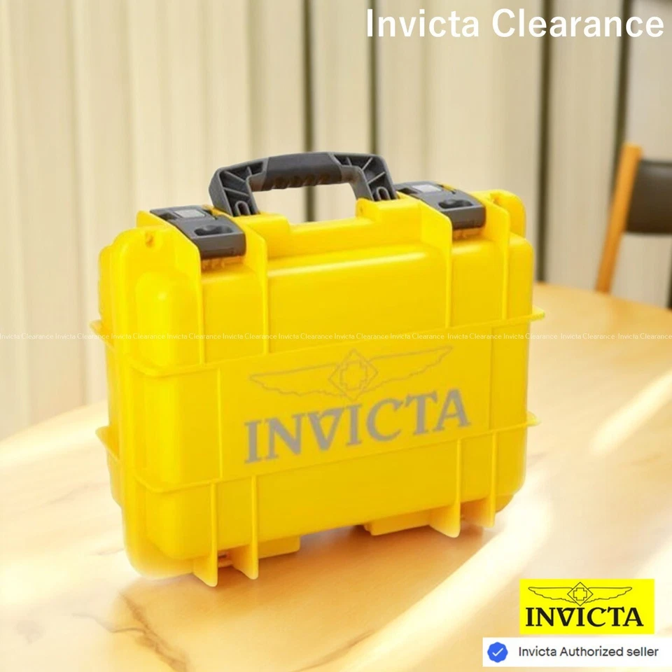 Invicta 8 Slot Impact Dive Storage Collector Waterproof Watch Case X3 Yellow GRE