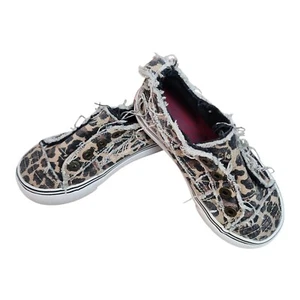 Blowfish Kids Leopard Print Slip-On Shoes Size 11.5 Distressed Canvas Sneakers - Picture 1 of 10