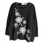 Alfred Dunner Women's Knit Top Sweater Plus 2X Black Embroidered Embellished