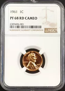 1961 Proof Lincoln Cent certified PF 68 RD Cameo by NGC! - Picture 1 of 4