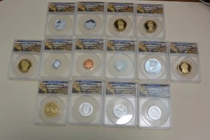 2010 14-coin Silver Proof Set ANACS PR70DCAM First Strike with Box - Picture 1 of 8