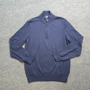 Vineyard Vines Sweater Mens Medium Blue 1/4 Zip Cashmere Blend Stretch Career - Picture 1 of 8