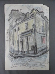 Henri BOULAGE (1882-1967), Disegno Originale a Matita Colorata, Montmartre - Foto 1 di 6