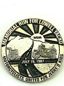 Prendedor Memorial Run for Lowell Yacko 1987 Vintage Motocicletas United Jerry's Niños - Imagen 1 de 6