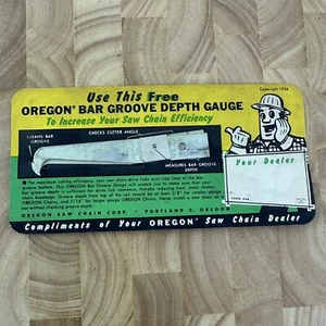 Herramienta de medidor de profundidad de ranura de barra de colección Oregon década de 1950 promoción de distribuidor - Imagen 1 de 4