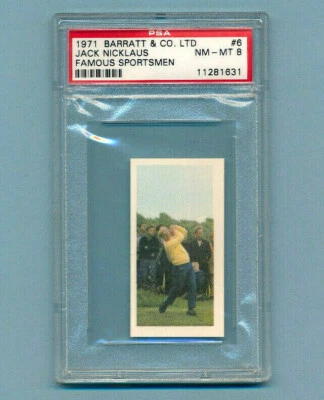 RARE 1971 JACK NICKLAUS Barratt & Co. LTD. Rookie Card RC #6 PSA 8 (NM-MT) - Image 1 of 2