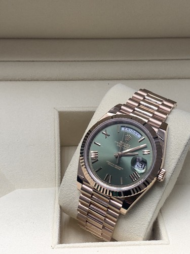 Rolex Day Date 40mm BRAND NEW Presidential Rose Olive FULL SET BOX PAPERS 228235