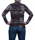 Women's Long Sleeve Black Gray Long Shirt Pullover Pattern Ruffles Size M XL