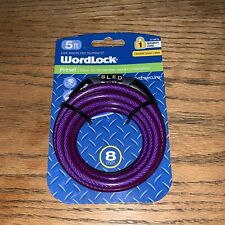 Wordlock in a Word: Secure Flexible Steel Cable Bicycle Lock. 5ft 8mm Purple NEW