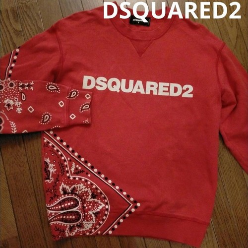 Felpa pullover DSQUARED2 modello paisley logo rosso taglia S