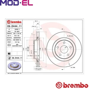 2x BRAKE DISC 09.D444.11 FOR JEEP WRANGLERIII ENS 2.8L 4cyl WRANGLER III 3.8L - Picture 1 of 9