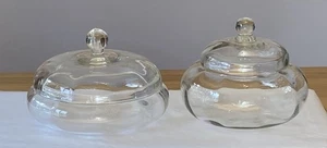 2 x Vintage clear glass lidded bowls bonbon dishes 14cm & 16cm Dia sweets fruit - Picture 1 of 5