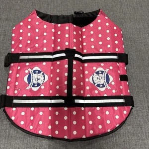 Dog Life Jacket Large Pink Polka Dot Life Vest Paws Aboard, Nylon Model PP1300 - Picture 1 of 5