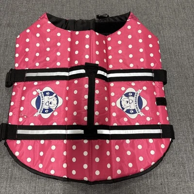 Dog Life Jacket Large Pink Polka Dot Life Vest Paws Aboard, Nylon Model PP1300 - Image 1 of 4