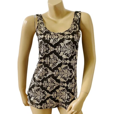 CHARMING CHARLIE Womens Size Small Sleeveless Sheer Damask Tribal Tank Top Shirt - Image 1 of 4