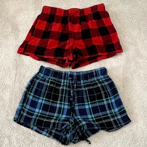 Auden kariert kariert Lounge Pyjama Shorts Damen Gr. S Set Taschen Baumwolle - Bild 1 von 14