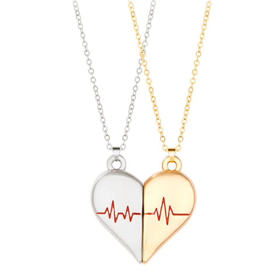 Collar de pareja latidos del corazón colgante de amor a juego, amigo, esposa, regalo de novia Foto 1 de 3