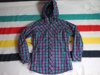 Abrigo chaqueta esquí mujer The North Face TNF Cryptic Hyvent Recco verde rosa a cuadros M Foto 1 de 4
