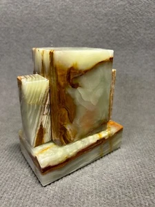 Base de soporte de zócalo de exhibición de mármol italiano Art Deco en ónix verde - 11 x 7 x 12 cm de altura - Imagen 1 de 10