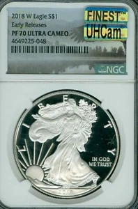2018-W SILVER EAGLE DOLLAR NGC PF70 UHCam MAC E.R. FINEST MAC SPOTLESS  * - Picture 1 of 2