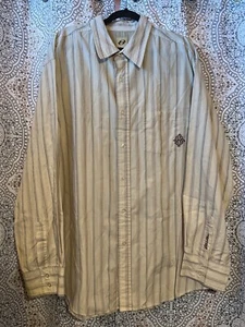 Anchor Blue Mens XXL Long Sleeve Striped Button-Up Shirt Cotton & Polyester... - Picture 1 of 8