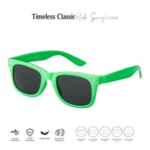 Green Kids Childrens Sunglasses UV400 Classic Girls Boys Shades Fashion Glasses - Picture 1 of 12