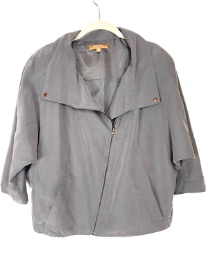 Jaqueta Blazer Ellen Tracy Feminina Cinza Leve com Zíper Microfibra Tamanho M - Imagem 1 de 4