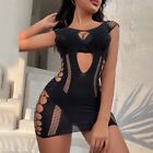 Sexy Women Bodycon Mini Dress Fishnet See Through Home Nightwear Clubwear Dress