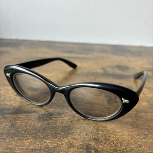 Vintage 1956 BAUSCH & LOMB 48:20 5 1/2"" dicke schwarze Katzenbrille (nur Rahmen) - Bild 1 von 24