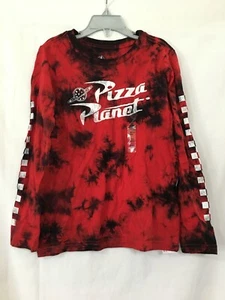 NWT Disney Store Red Tie Dye Pizza Planet Boys Long Sleeve Shirt Top S,M - Picture 1 of 5
